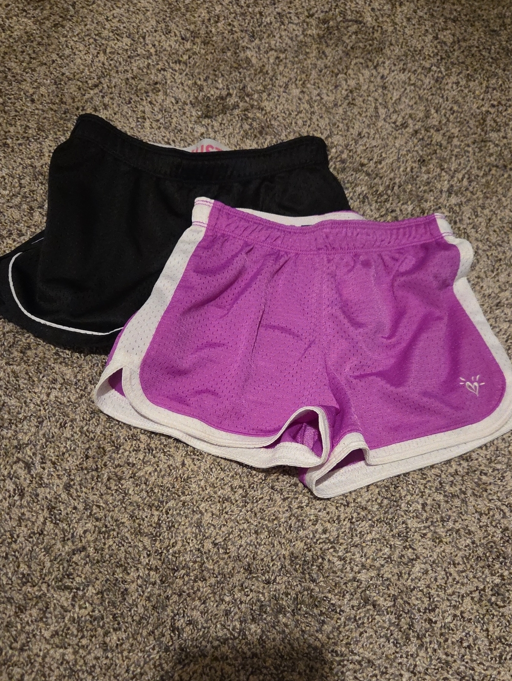 Justice Girls 2-Pack Athletic Shorts in Purple & Black with White Trim